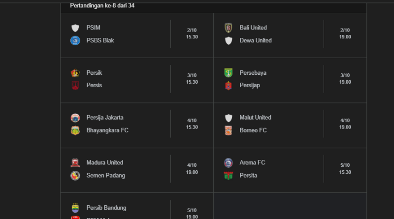 Jadwal pertandingan Liga 1 Indonesia pekan ke-8 musim 2025, menampilkan berbagai pertandingan menarik.