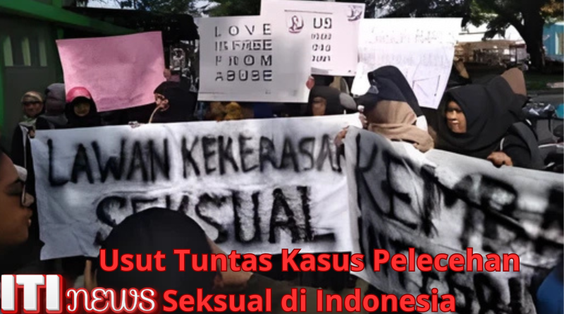 Sejumlah mahasiswa menggelar aksi membawa spanduk bertuliskan lawan kekerasan seksual di Indonesia.