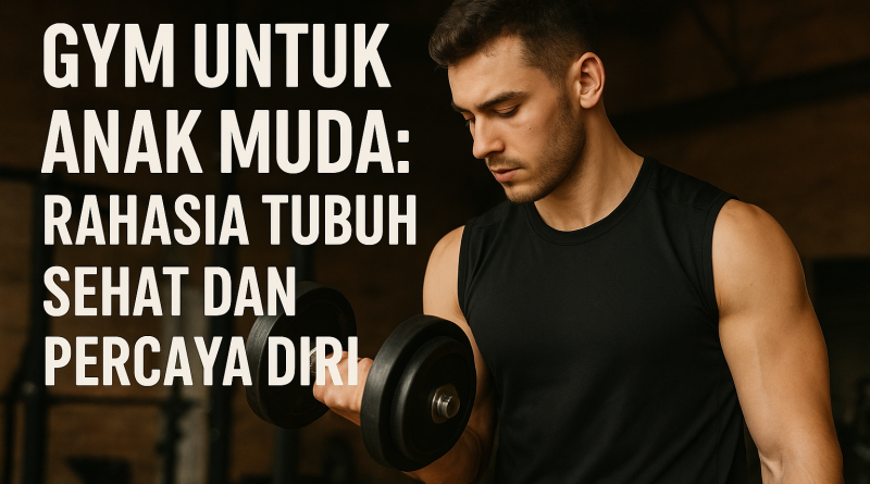 "Remaja melakukan latihan angkat beban di gym dengan senyum percaya diri, menekankan kesehatan dan kebugaran."